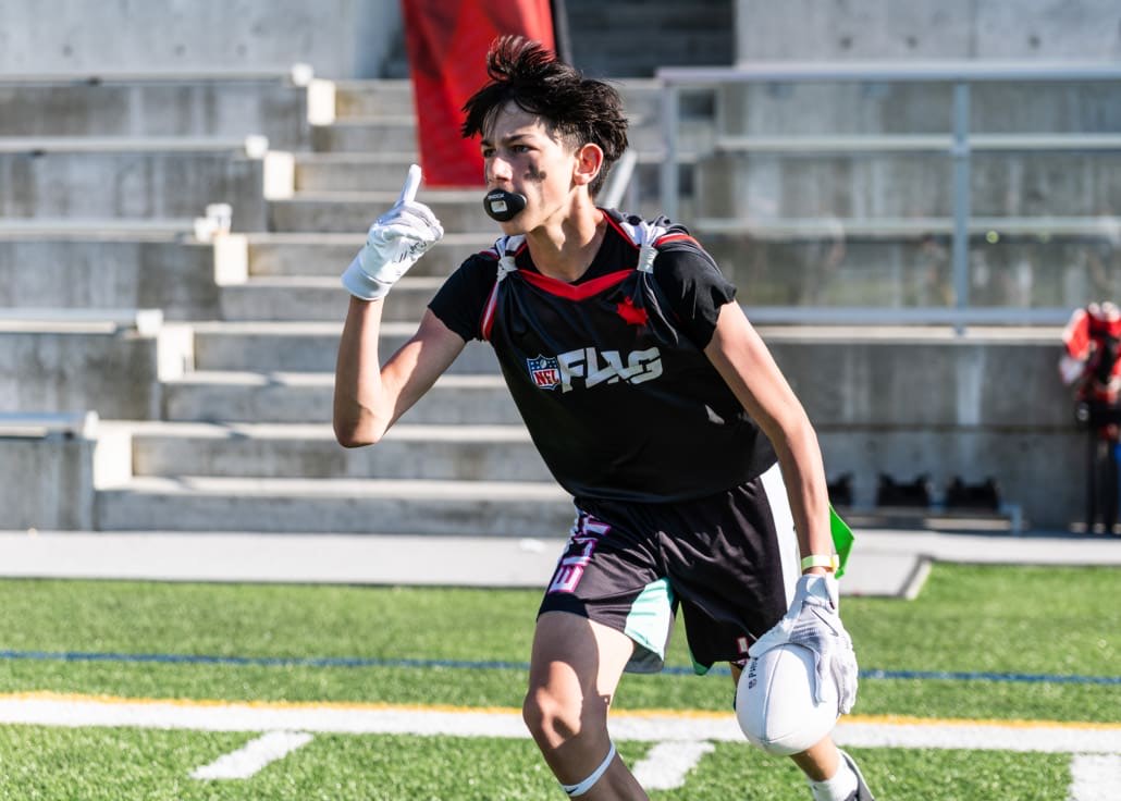 NFL Flag Regionals in flag football action on June 1, 2025 at Notre Dame Secondary School in Vancouver