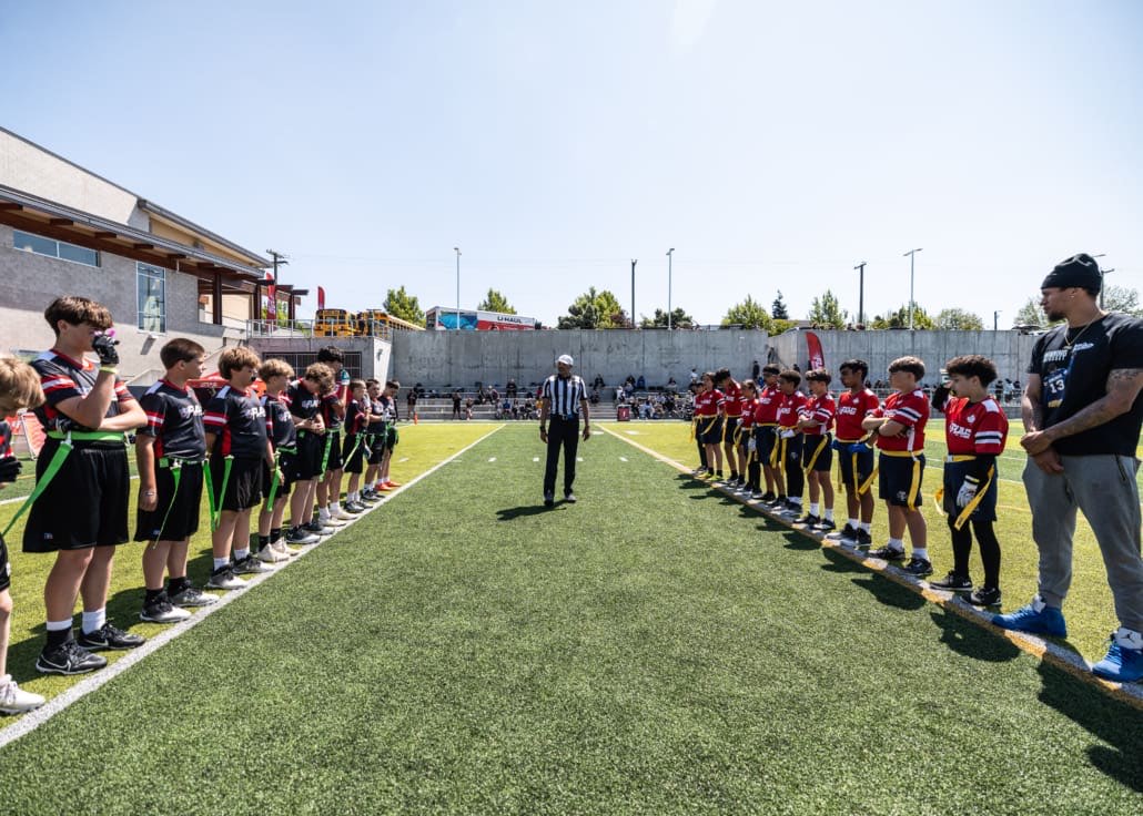NFL Flag Regionals in flag football action on June 1, 2025 at Notre Dame Secondary School in Vancouver