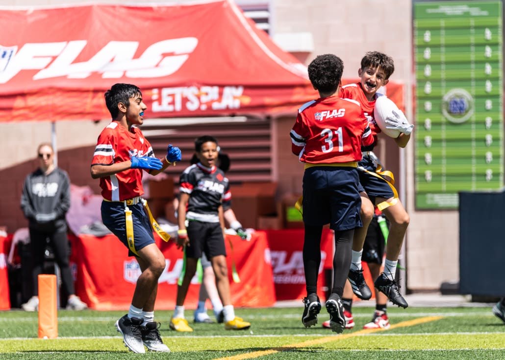 NFL Flag Regionals in flag football action on June 1, 2025 at Notre Dame Secondary School in Vancouver
