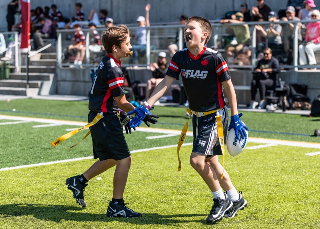 NFL Flag Regionals in flag football action on June 1, 2025 at Notre Dame Secondary School in Vancouver