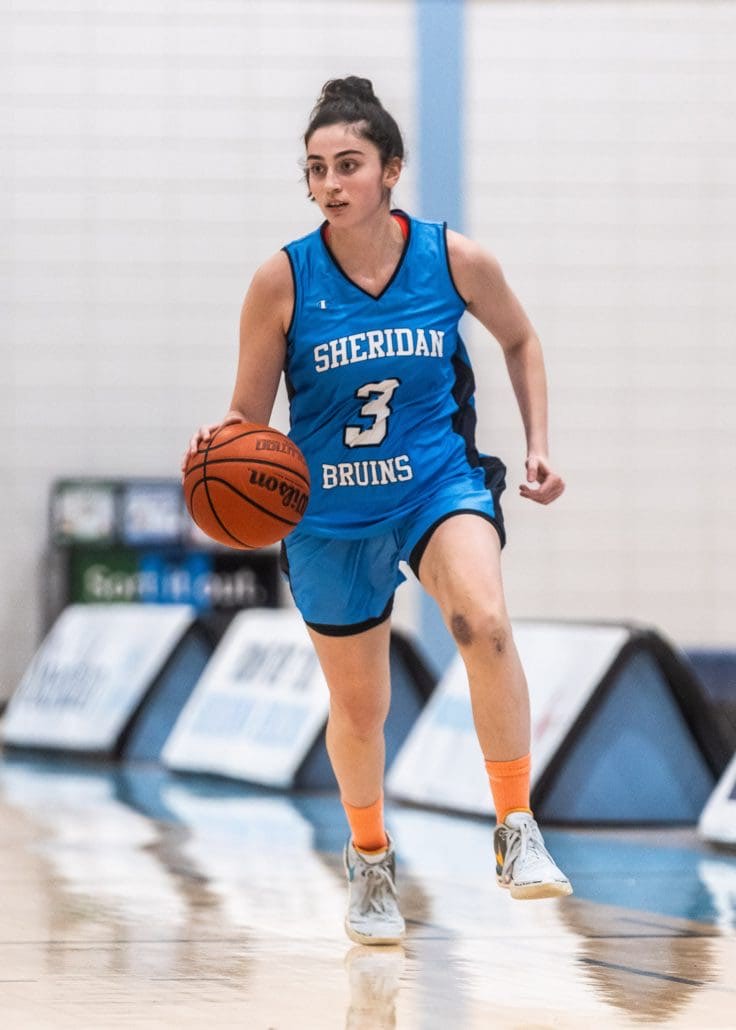 BRAMPTON, ON - Jan 27, 2024: Ontario Colleges Athletic Association basketball game between the St. Clair Saints and the Sheridan Bruins. (Photo by Kevin Raposo / Sheridan Bruins)