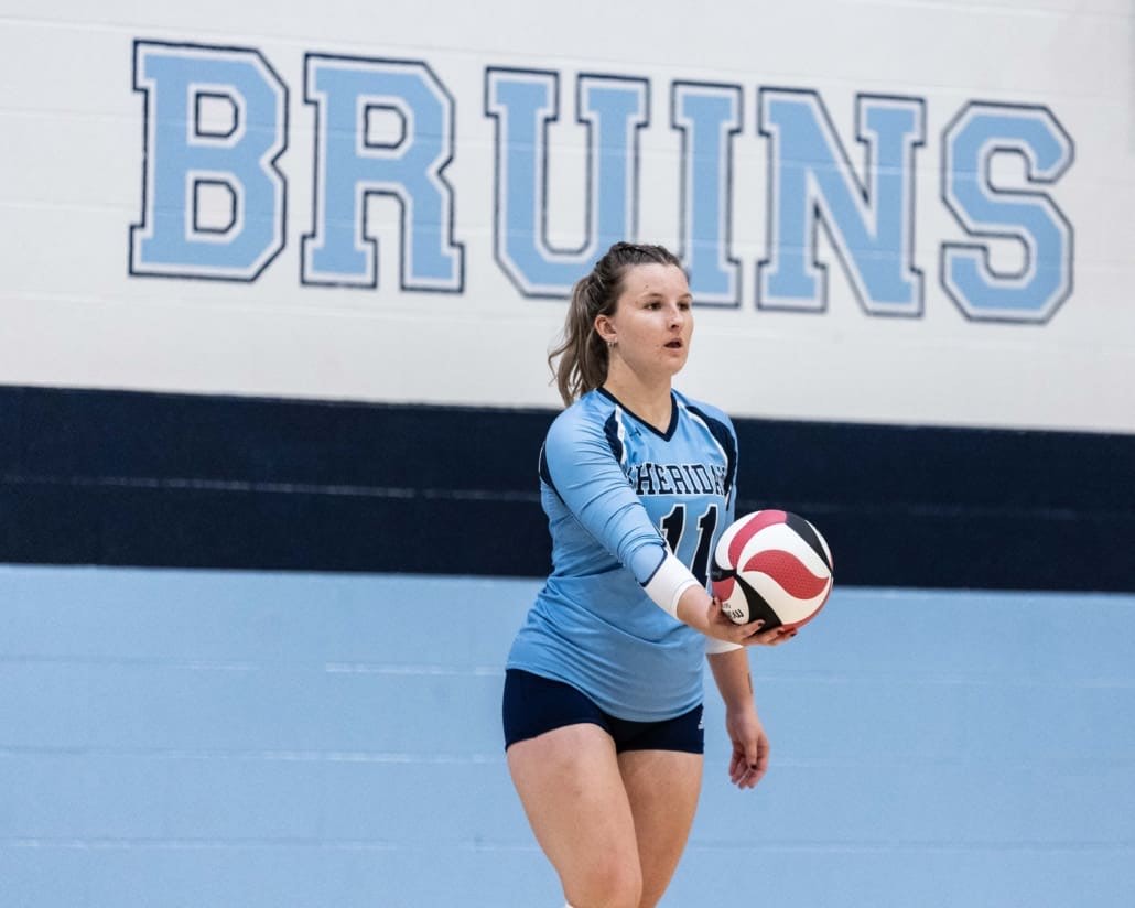 Ontario Colleges Athletic Association (OCAA) volleyball action between Sheridan and Cambrian on November 3, 2024 at Sheridan College in Oakville