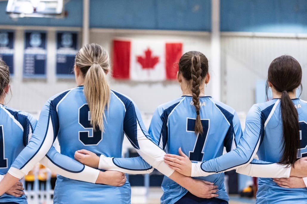 Ontario Colleges Athletic Association (OCAA) volleyball action between Sheridan and Cambrian on November 3, 2024 at Sheridan College in Oakville