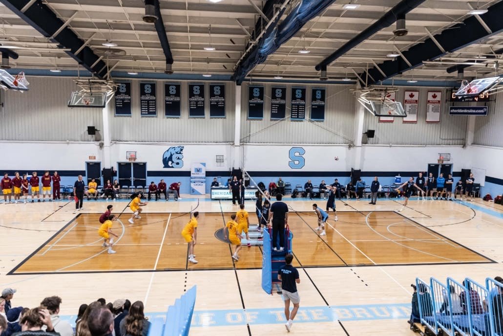 Ontario Colleges Athletic Association (OCAA) volleyball action between Sheridan and Cambrian on November 3, 2024 at Sheridan College in Oakville