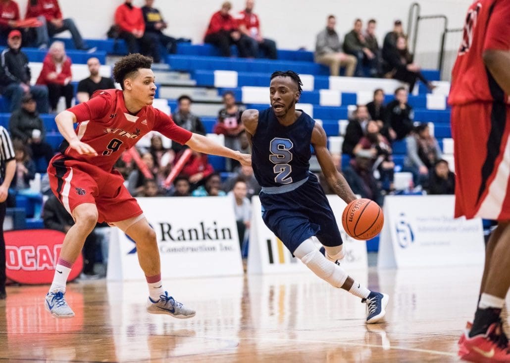 Ontario Colleges Athletic Association Championship, men’s semi-final basketball game between the Sheridan Bruins and the Seneca Sting