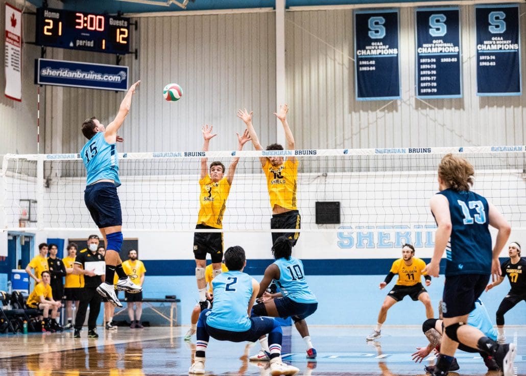 OCAA Volleyball game between the Sheridan Bruins and the Cambrian Golden Shield