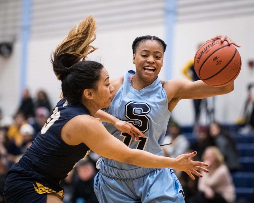 Sports Photography – OCAA (Ontario Colleges Athletic Association) Women's and Men’s Basketball, Sheridan Bruins vs. Humber Hawks in Brampton, Ontario, Canada at Sheridan College (Davis Campus)