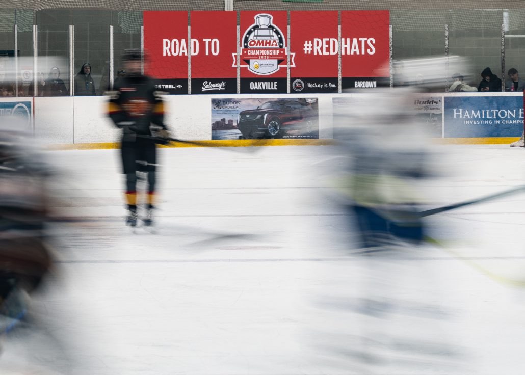 Ontario Minor Hockey Association championship action on March 29, 2026 at Sixteen Mile Sports Complex in Oakville