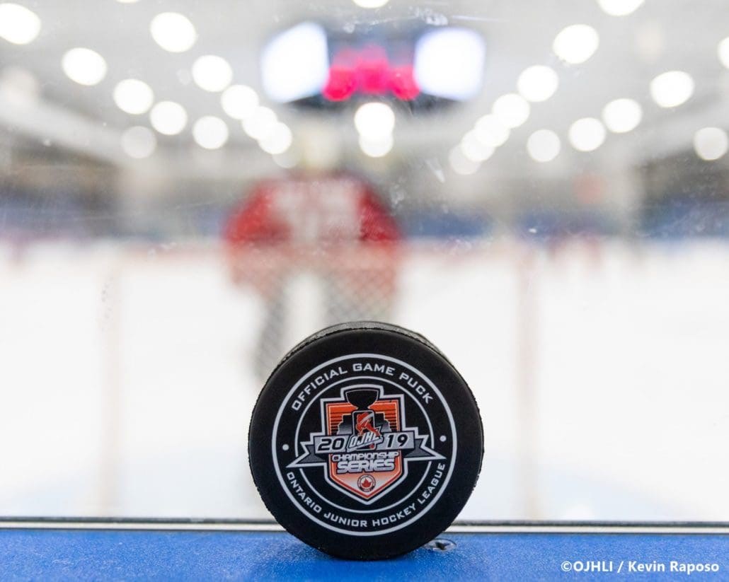 Sports Photography – OJHL (Ontario Junior Hockey League) Buckland Cup, Game #3, Men’s Hockey, Marham Royals vs. Oakville Blades in Oakville, Ontario, Canada at Sixteen Mile Sports Complex