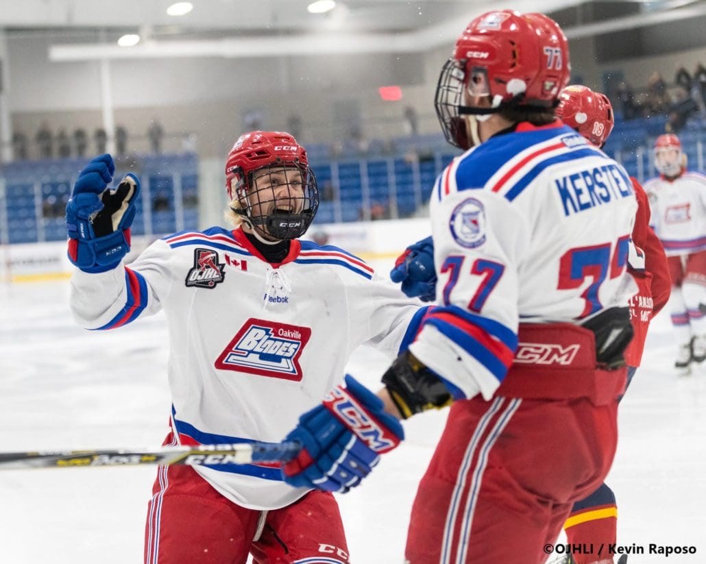 Sports Photography – OJHL (Ontario Junior Hockey League) Buckland Cup, Game #3, Men’s Hockey, Marham Royals vs. Oakville Blades in Oakville, Ontario, Canada at Sixteen Mile Sports Complex