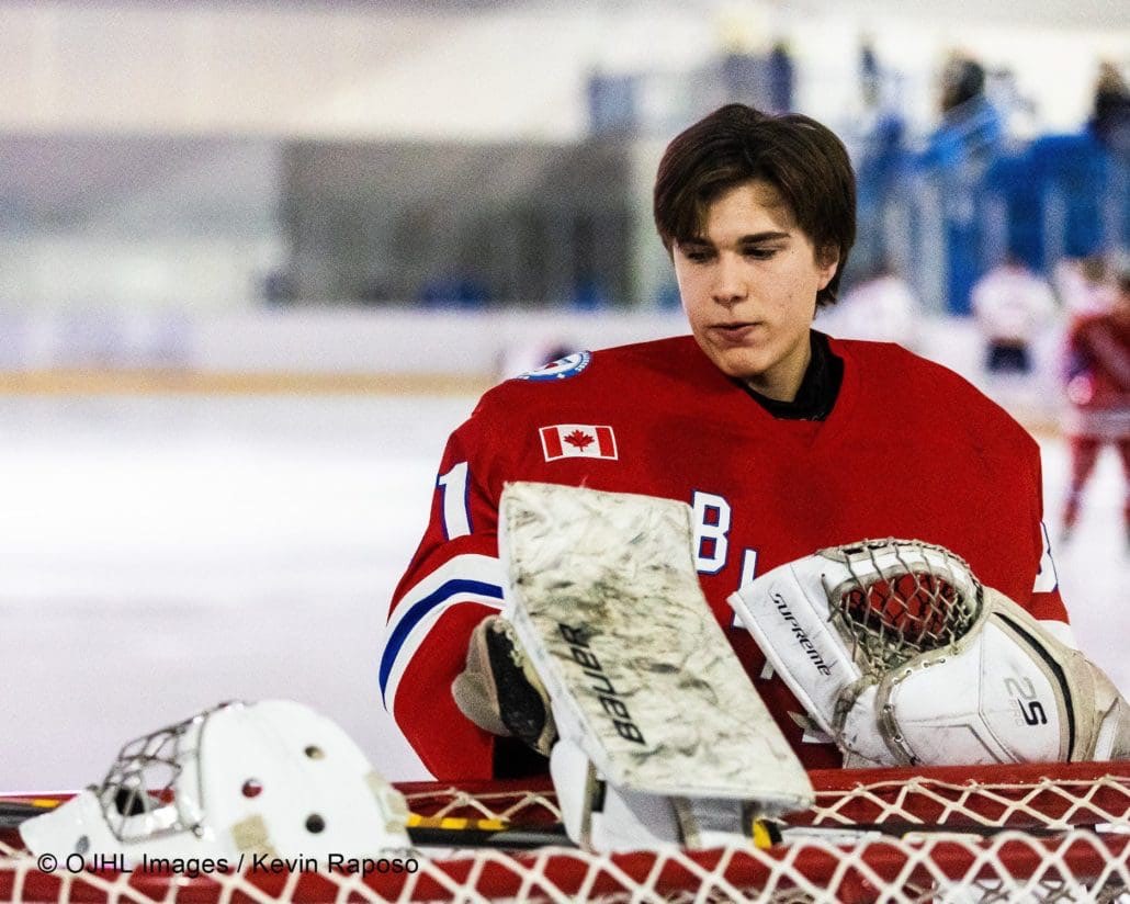 Sports Photography – Ontario Junior Hockey League, Regular Season, Men's Hockey, Collingwood Blues and Oakville Blades in Oakville, Ontario, Canada at Sixteen Mile Sports Complex
