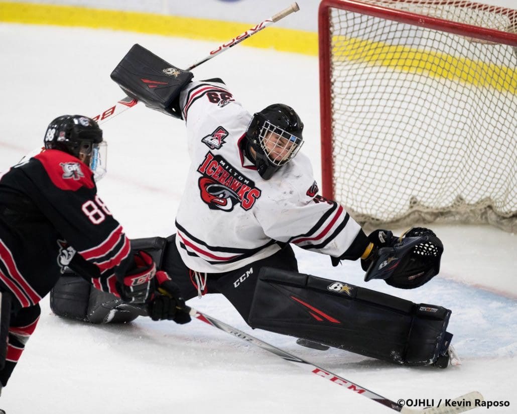 Ontario Junior Hockey League game between the Georgetown Raiders and the Milton Icehawks