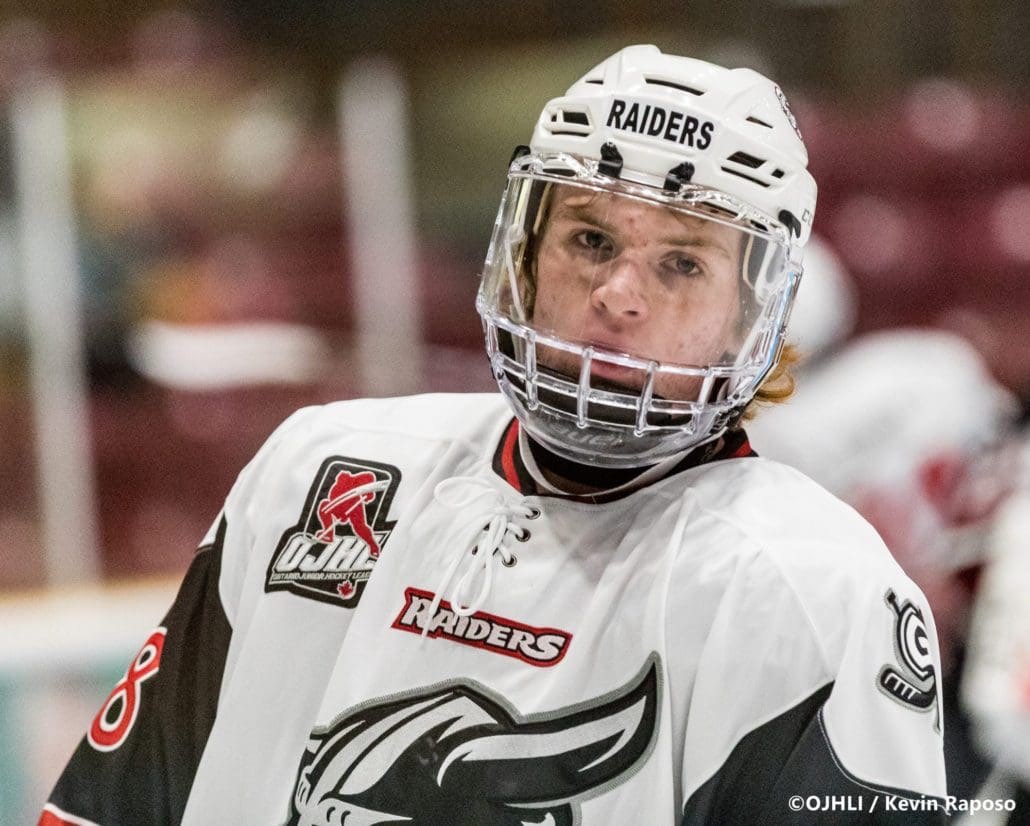 Sports Photography – Ontario Junior Hockey League, Regular Season, Men's Hockey, Georgetown Raiders and Mississauga Chargers in Mississauga, Ontario, Canada at Port Credit Memorial Arena