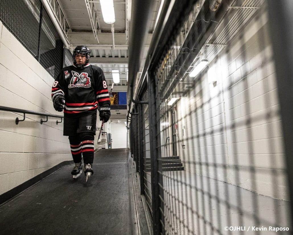 Sports Photography – Ontario Junior Hockey League, Regular Season, Men's Hockey, Georgetown Raiders and Mississauga Chargers in Mississauga, Ontario, Canada at Port Credit Memorial Arena