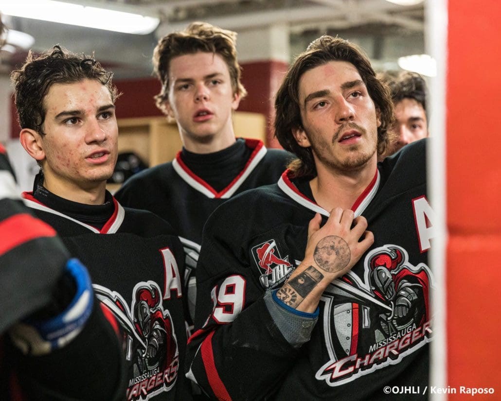 Sports Photography – Ontario Junior Hockey League, Regular Season, Men's Hockey, Georgetown Raiders and Mississauga Chargers in Mississauga, Ontario, Canada at Port Credit Memorial Arena