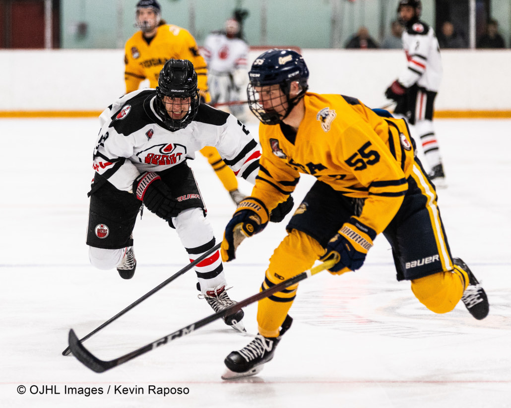 Ontario Junior Hockey League regular season game between the Brantford 99ers and the Burlington Cougars