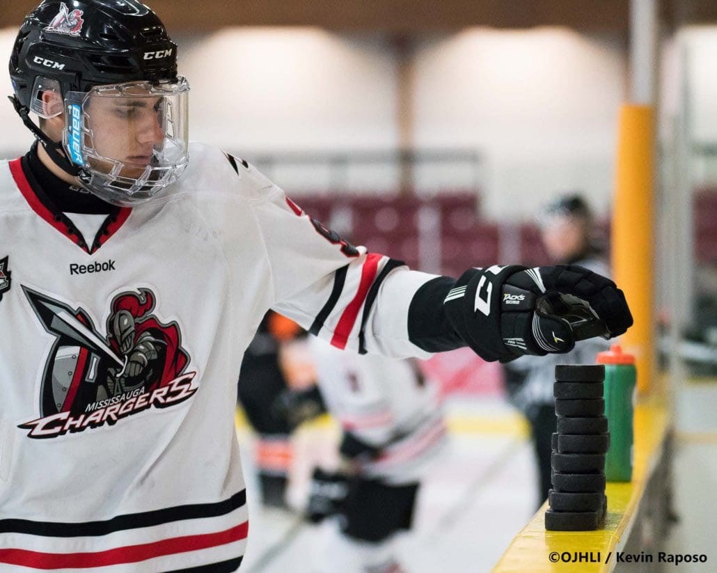 Ontario Junior Hockey League game between the Mississauga Chargers and the Orangeville Flyers
