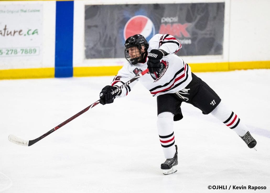 Sports Photography – OJHL (Ontario Junior Hockey League) Men's Hockey, Newmarket Hurricanes vs. Mississauga Chargers in Mississauga, Ontario, Canada at Port Credit Memorial Arena