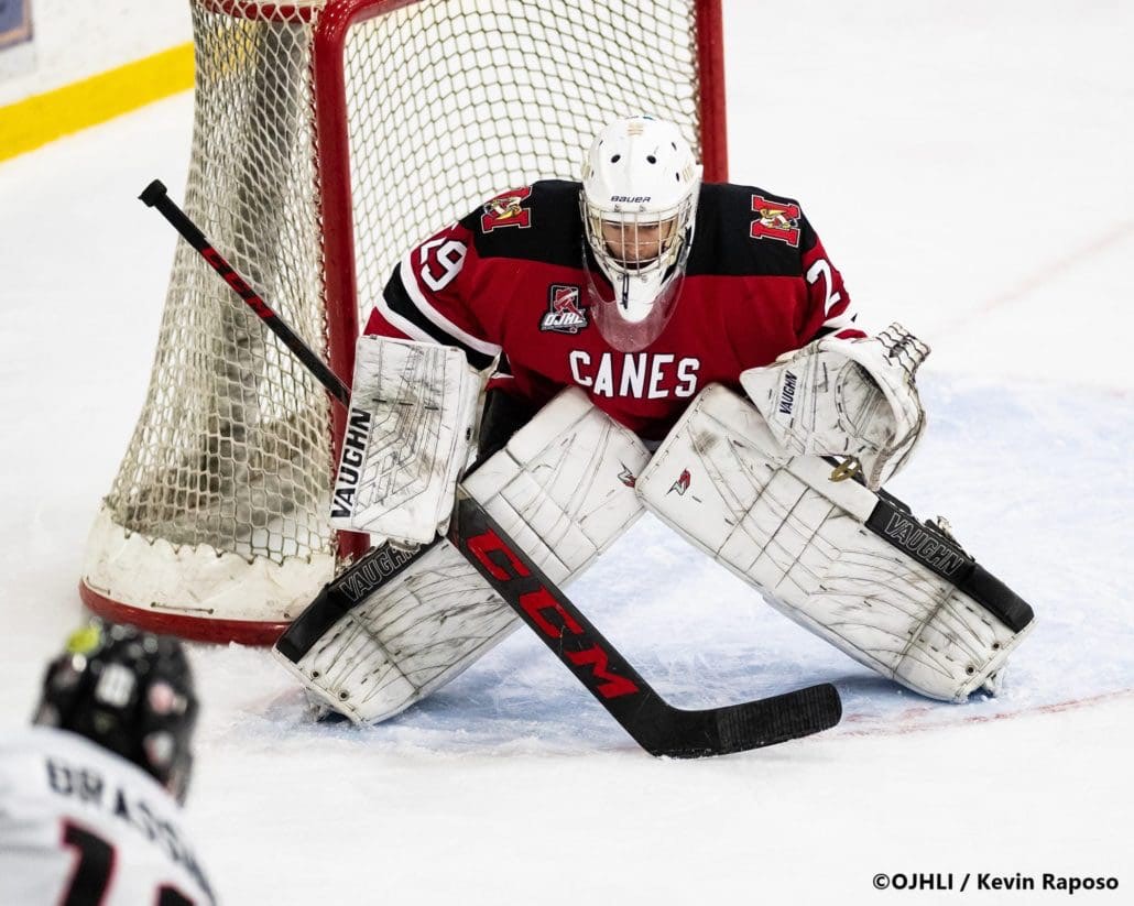 Sports Photography – OJHL (Ontario Junior Hockey League) Men's Hockey, Newmarket Hurricanes vs. Mississauga Chargers in Mississauga, Ontario, Canada at Port Credit Memorial Arena