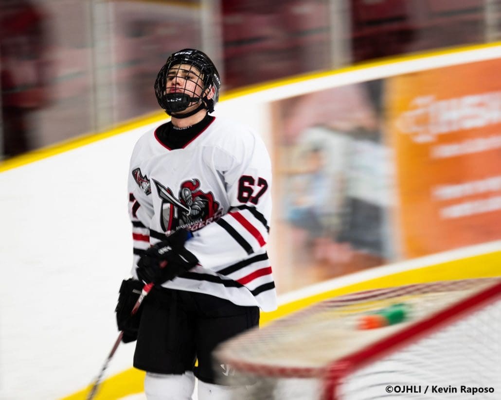 Sports Photography – OJHL (Ontario Junior Hockey League) Men's Hockey, Newmarket Hurricanes vs. Mississauga Chargers in Mississauga, Ontario, Canada at Port Credit Memorial Arena
