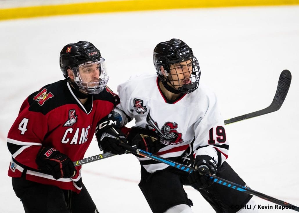 Sports Photography – OJHL (Ontario Junior Hockey League) Men's Hockey, Newmarket Hurricanes vs. Mississauga Chargers in Mississauga, Ontario, Canada at Port Credit Memorial Arena