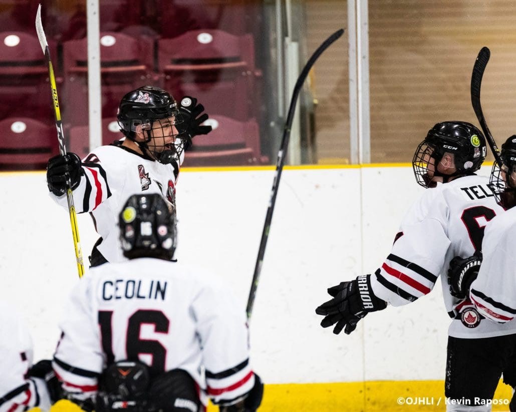 Sports Photography – OJHL (Ontario Junior Hockey League) Men's Hockey, Newmarket Hurricanes vs. Mississauga Chargers in Mississauga, Ontario, Canada at Port Credit Memorial Arena