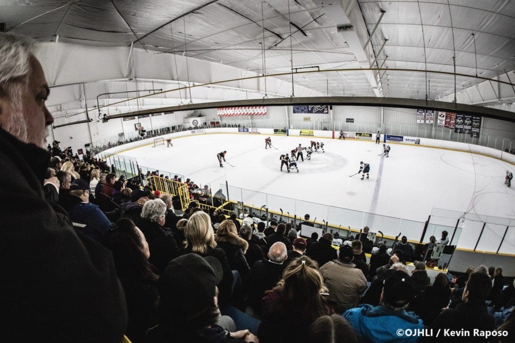 Ontario Junior Hockey League, South West Conference Championship Series. Game seven of the best of seven series between the Georgetown Raiders and the Toronto Patriots
