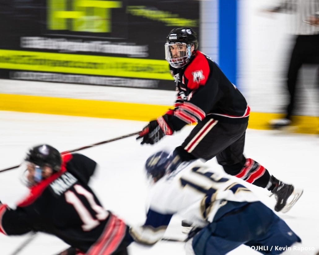 Ontario Junior Hockey League, South West Conference Championship Series. Game seven of the best of seven series between the Georgetown Raiders and the Toronto Patriots