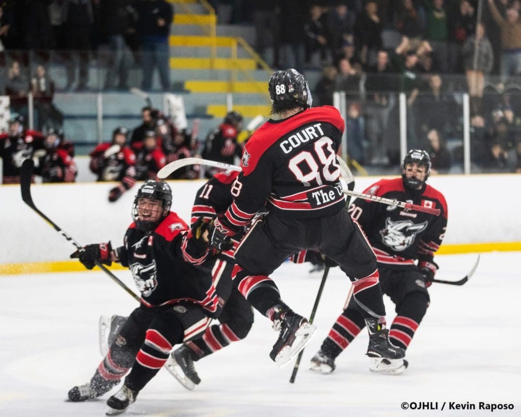 Ontario Junior Hockey League, South West Conference Championship Series. Game seven of the best of seven series between the Georgetown Raiders and the Toronto Patriots