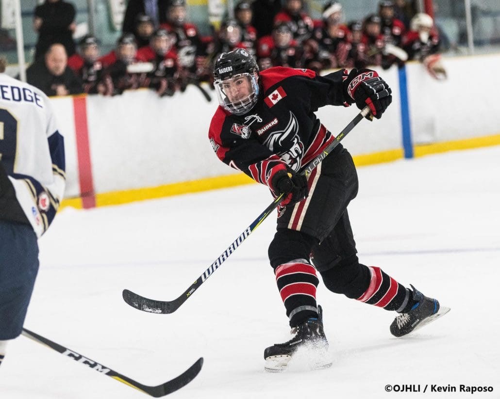 Ontario Junior Hockey League, South West Conference Championship Series. Game three of the best of seven series between the Georgetown Raiders and the Toronto Patriots