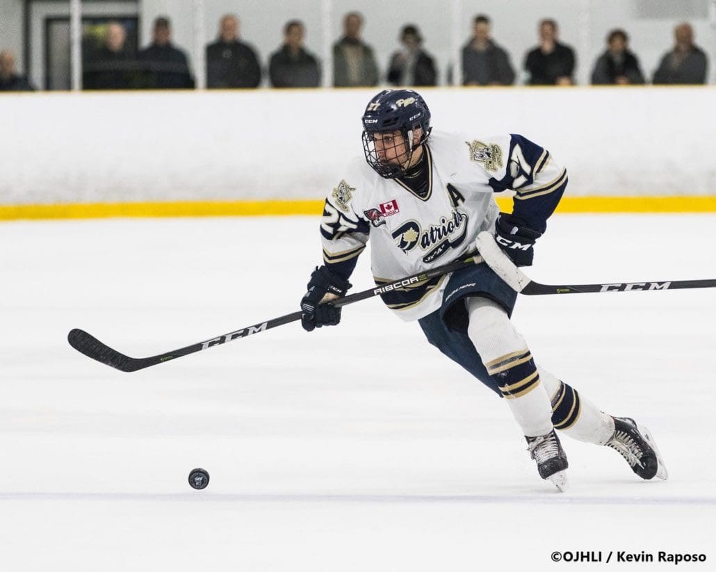 Ontario Junior Hockey League, South West Conference Championship Series. Game three of the best of seven series between the Georgetown Raiders and the Toronto Patriots
