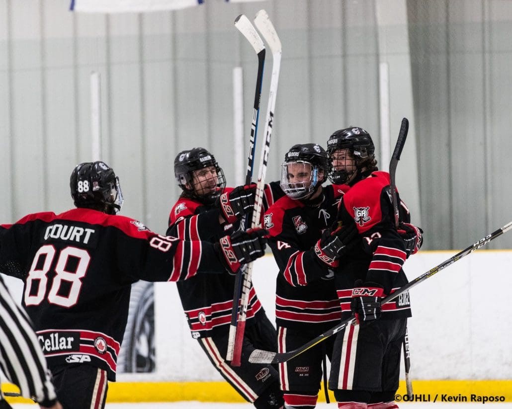 Ontario Junior Hockey League, South West Conference Championship Series. Game three of the best of seven series between the Georgetown Raiders and the Toronto Patriots