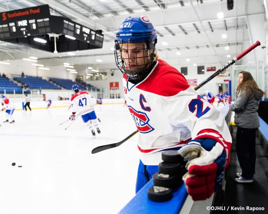 Ontario Junior Hockey League, post-season first round. Game six of the best of seven series between the Oakville Blades and Toronto Jr. Canadiens