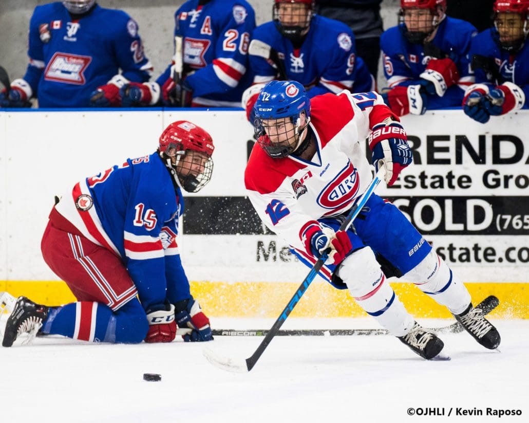 Ontario Junior Hockey League, post-season first round. Game six of the best of seven series between the Oakville Blades and Toronto Jr. Canadiens
