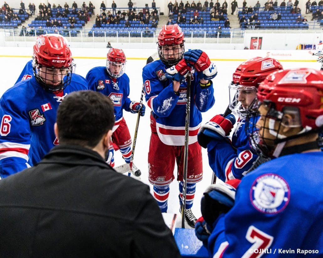 Ontario Junior Hockey League, post-season first round. Game six of the best of seven series between the Oakville Blades and Toronto Jr. Canadiens