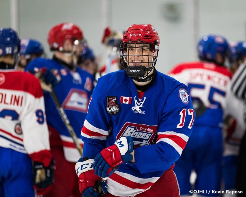 Ontario Junior Hockey League, post-season first round. Game six of the best of seven series between the Oakville Blades and Toronto Jr. Canadiens