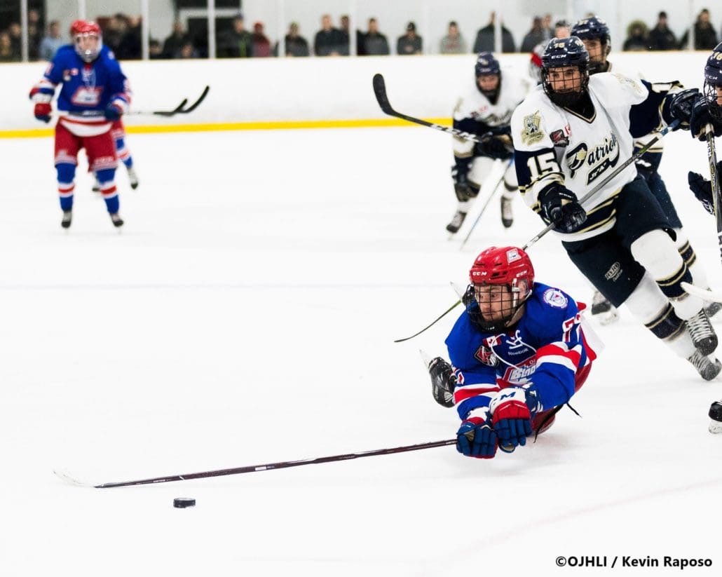 Ontario Junior Hockey League, post-season second round. Game five of the best of seven series between the Oakville Blades and Toronto Patriots