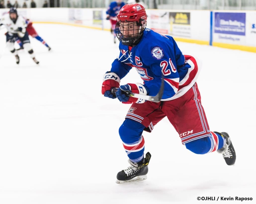 Ontario Junior Hockey League, post-season second round. Game five of the best of seven series between the Oakville Blades and Toronto Patriots