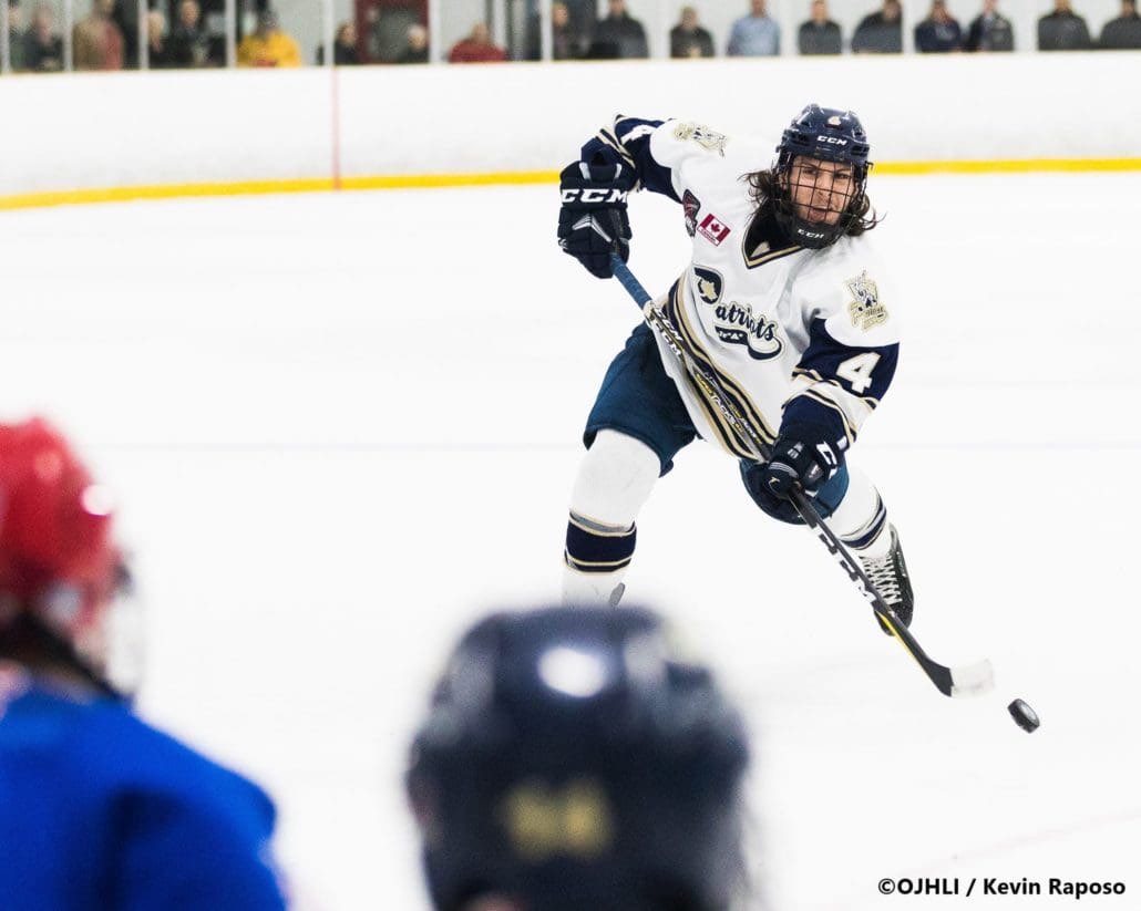 Ontario Junior Hockey League, post-season second round. Game five of the best of seven series between the Oakville Blades and Toronto Patriots