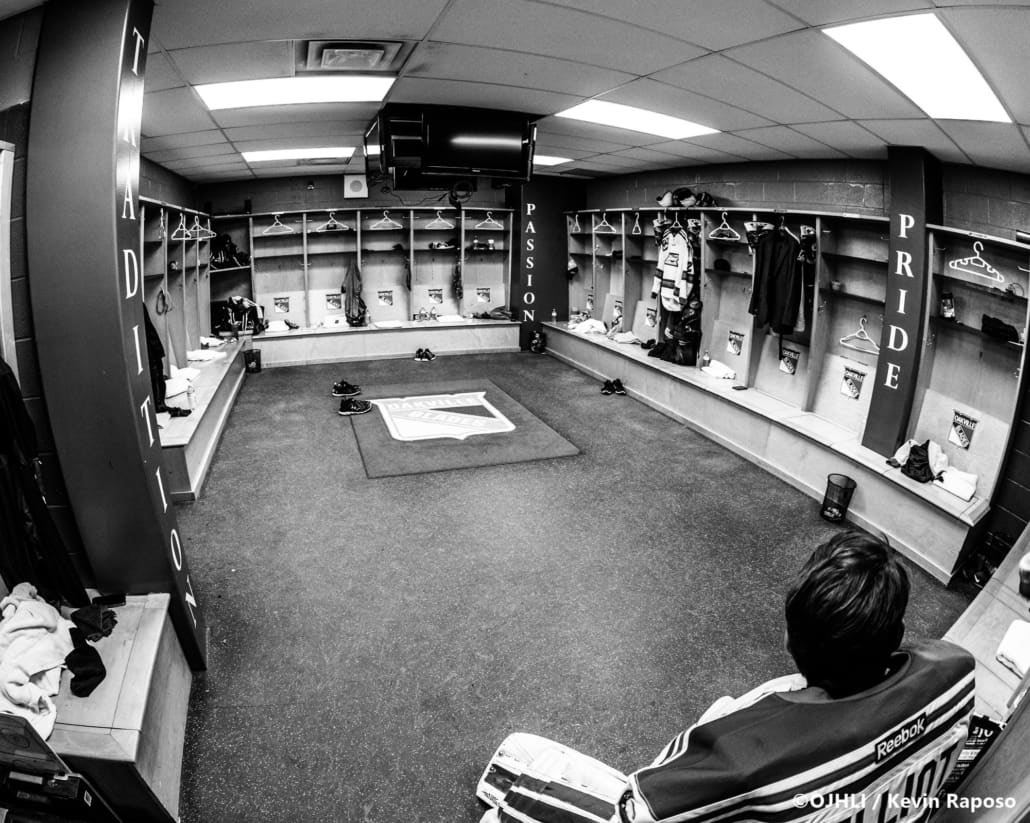 Ontario Junior Hockey League, post-season first round. Game five of the best of seven series between the Toronto Jr. Canadiens and Oakville Blades