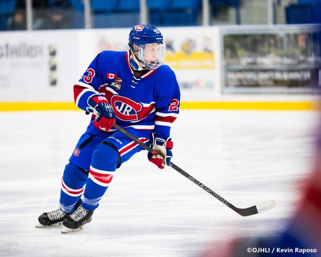 Ontario Junior Hockey League, post-season first round. Game five of the best of seven series between the Toronto Jr. Canadiens and Oakville Blades