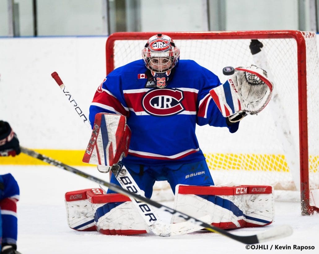 Ontario Junior Hockey League, post-season first round. Game five of the best of seven series between the Toronto Jr. Canadiens and Oakville Blades