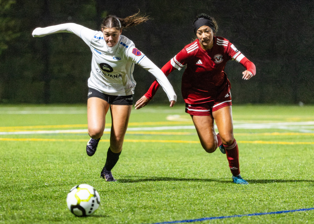 Ontario Premier League soccer action between Unionville Milliken and Rush Canada Academy on May 23, 2026 at Sixteen Mile Sports Complex in Oakville