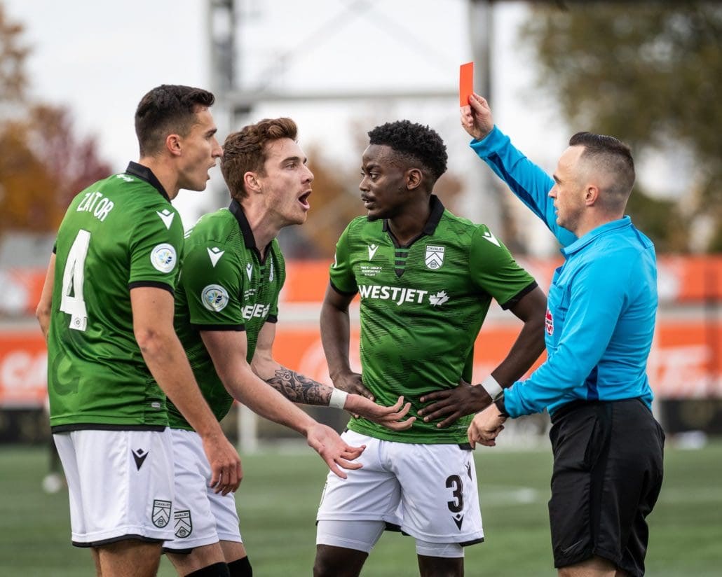 Sports Photography – Canadian Premier League Finals, First Leg, Men's Soccer, Cavalry FC and Forge FC in Hamilton, Ontario, Canada at Tim Hortons Field