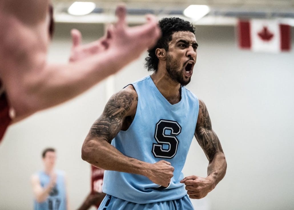 TORONTO, ON – Mar. 2, 2017: Dylan Periana of the Sheridan Bruins reacts after a late-game call in his favour.