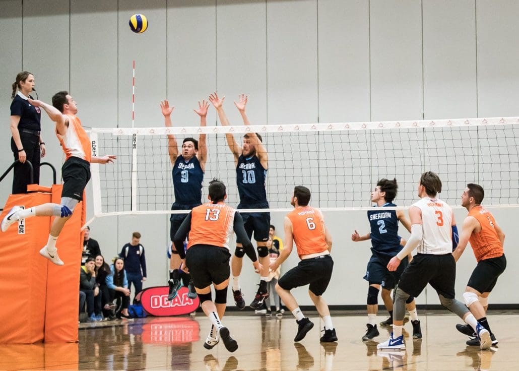 HAMILTON, ON – Feb. 23, 2017: Sheridan Bruins vs. Mohawk Mountaineers at OCAA Championship.