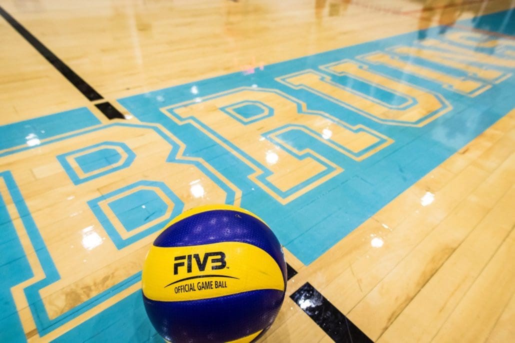 OAKVILLE, ON - Oct. 29, 2016: A ball rests on the ground by the Sheridan Bruins logo.