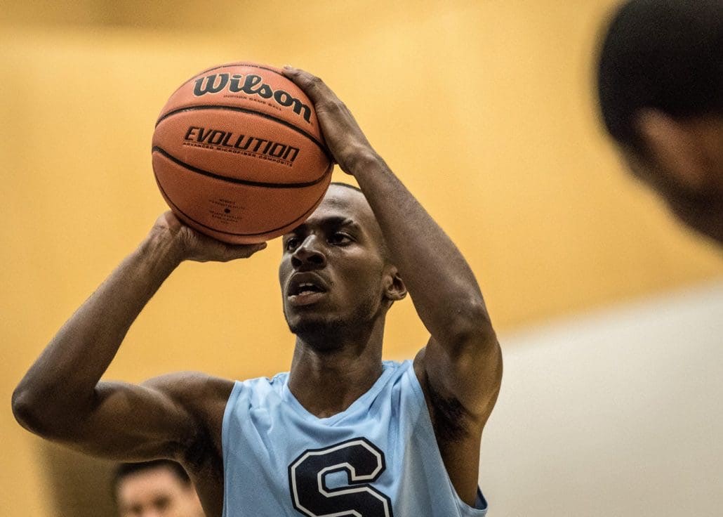 ol Edwards of the Sheridan Bruins prepares to take a free throw against the St. Clair Saints.