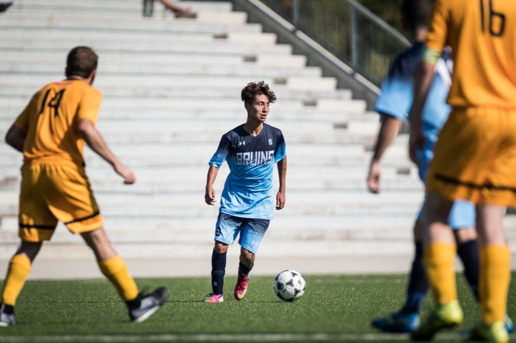 OAKVILLE, ON – SEP. 24, 2017: Ontario Colleges Athletic Association game between the Sheridan Bruins and the Cambrian Golden Shield.